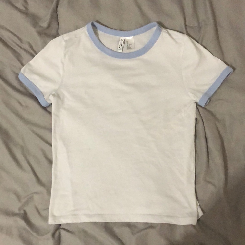 Blue and white top